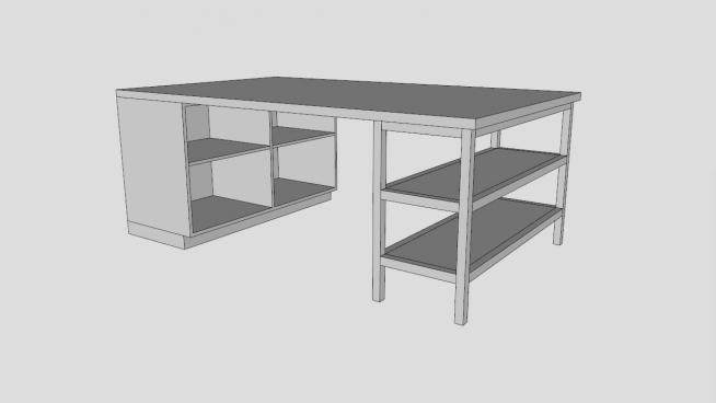 实木板式办公桌椅SU模型下载_sketchup草图大师SKP模型