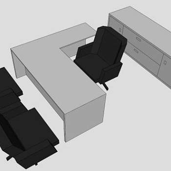 现代板式办公桌椅SU模型下载_sketchup草图大师SKP模型