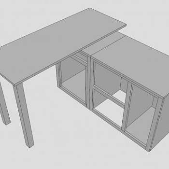 现代板式办公桌SU模型下载_sketchup草图大师SKP模型