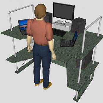 站立式办公桌SU模型下载_sketchup草图大师SKP模型