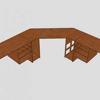 三个部分角落桌子SU模型下载_sketchup草图大师SKP模型