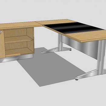 现代橡木办公桌SU模型下载_sketchup草图大师SKP模型