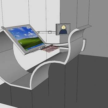 智能办公桌SU模型下载_sketchup草图大师SKP模型