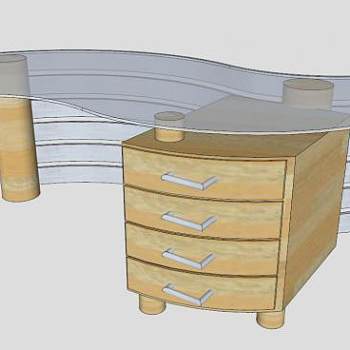 实木金属办公桌SU模型下载_sketchup草图大师SKP模型