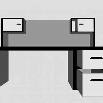 现代木制简易办公桌SU模型下载_sketchup草图大师SKP模型