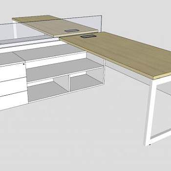 共享办公室办公桌SU模型下载_sketchup草图大师SKP模型