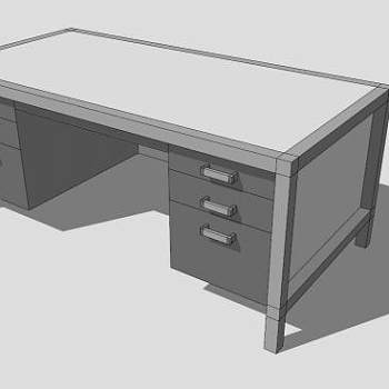 钢木结合家具办公桌SU模型下载_sketchup草图大师SKP模型