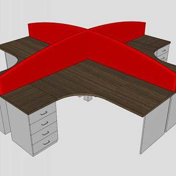 屏风办公桌SU模型下载_sketchup草图大师SKP模型