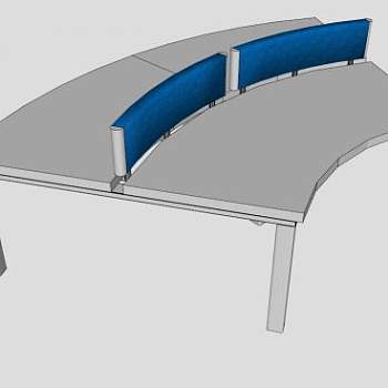 弧形办公桌长椅SU模型下载_sketchup草图大师SKP模型