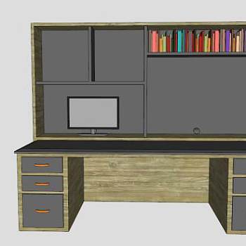 家具办公桌SU模型下载_sketchup草图大师SKP模型