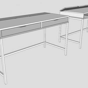 宜家白色办公桌台SU模型下载_sketchup草图大师SKP模型