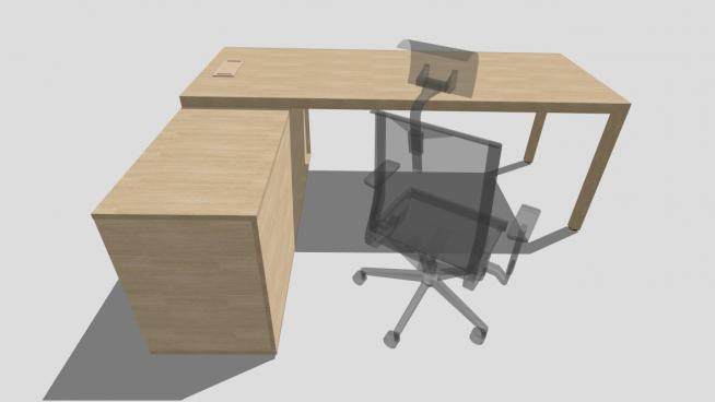 板式北欧办公桌椅SU模型下载_sketchup草图大师SKP模型