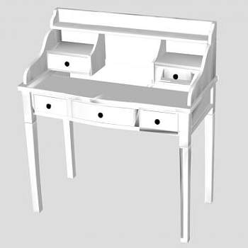 简欧白色办公桌SU模型下载_sketchup草图大师SKP模型