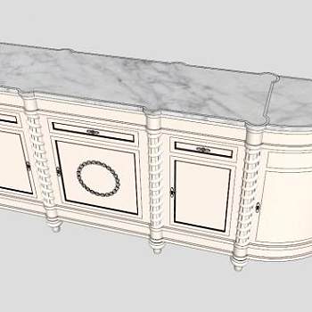 路易十六风格餐厅餐具柜SU模型下载_sketchup草图大师SKP模型