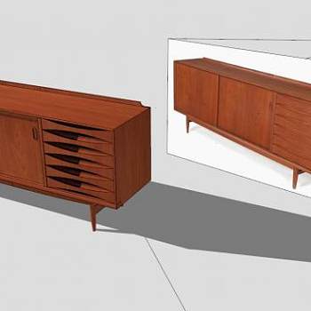 柚木柜餐具柜SU模型下载_sketchup草图大师SKP模型