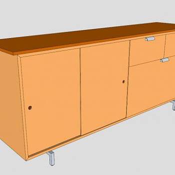 橘色餐具柜SU模型下载_sketchup草图大师SKP模型