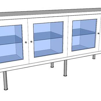 宜家玻璃门餐具柜SU模型下载_sketchup草图大师SKP模型