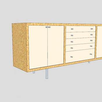 宜家黄色餐具柜SU模型下载_sketchup草图大师SKP模型