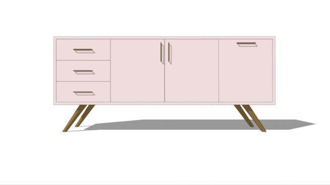 粉红色和金色斯堪的纳维亚餐具柜SU模型下载_sketchup草图大师SKP模型
