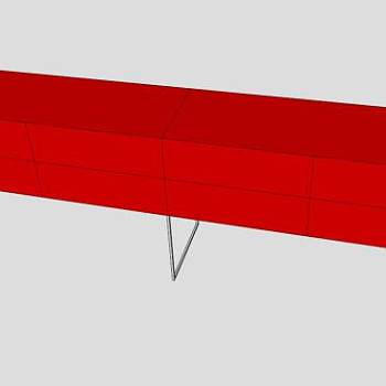 红色独立式餐具柜SU模型下载_sketchup草图大师SKP模型