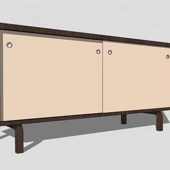 推拉门简约餐边柜SU模型下载_sketchup草图大师SKP模型