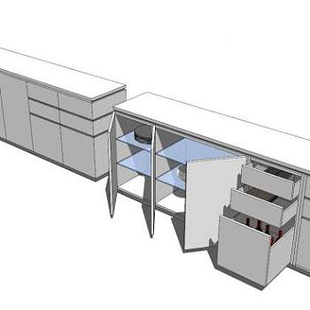 白色餐具柜SU模型下载_sketchup草图大师SKP模型