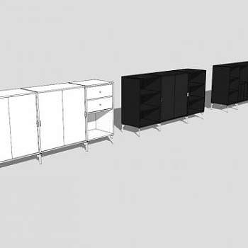 4个现代餐边柜SU模型下载_sketchup草图大师SKP模型