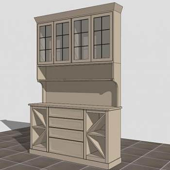 中国内阁餐边柜SU模型下载_sketchup草图大师SKP模型