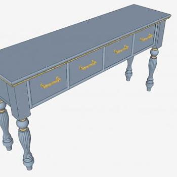 蓝色餐边柜SU模型下载_sketchup草图大师SKP模型