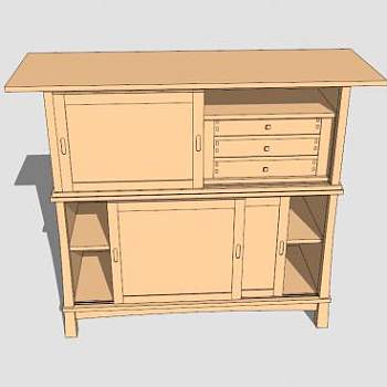 克雷诺夫风格的餐具柜SU模型下载_sketchup草图大师SKP模型