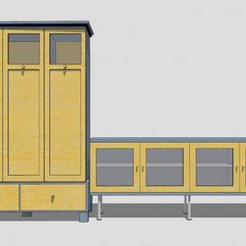 2个黄色餐具柜SU模型下载_sketchup草图大师SKP模型