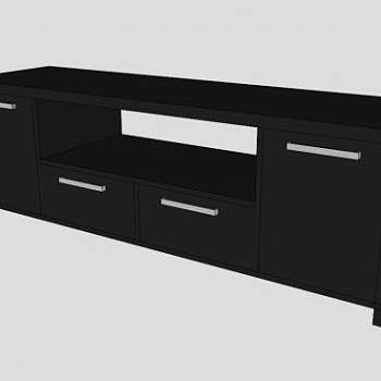 黑色现代餐具柜SU模型下载_sketchup草图大师SKP模型