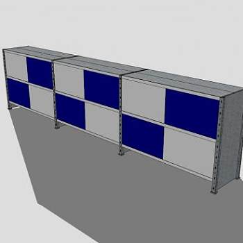 蓝灰餐具柜SU模型下载_sketchup草图大师SKP模型