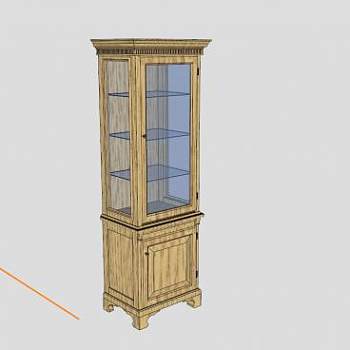 木制玻璃门餐具柜SU模型下载_sketchup草图大师SKP模型