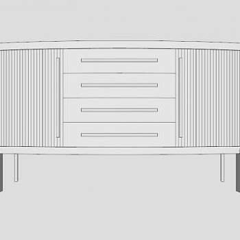 核桃椭餐具柜SU模型下载_sketchup草图大师SKP模型