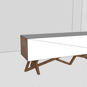 木制白色餐具柜SU模型下载_sketchup草图大师SKP模型