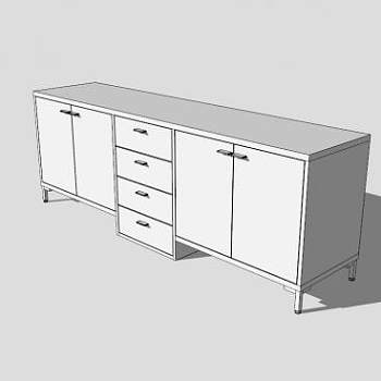 现代白色简约餐具柜SU模型下载_sketchup草图大师SKP模型