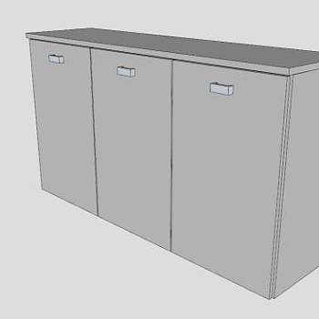 3门白色餐具柜SU模型下载_sketchup草图大师SKP模型