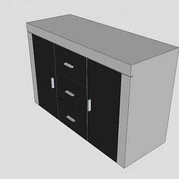 餐具柜黑色SU模型下载_sketchup草图大师SKP模型