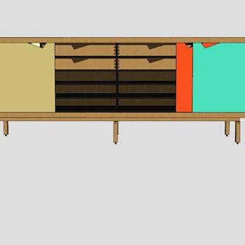 优雅餐边柜SU模型下载_sketchup草图大师SKP模型