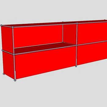 红色餐边柜SU模型下载_sketchup草图大师SKP模型