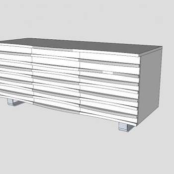 白色家用餐具柜SU模型下载_sketchup草图大师SKP模型