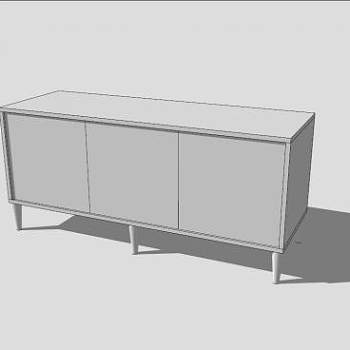 客厅白色餐边柜SU模型下载_sketchup草图大师SKP模型