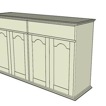 白松木餐具柜SU模型下载_sketchup草图大师SKP模型