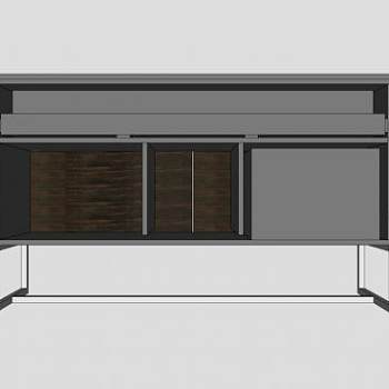 灰色小型餐具柜SU模型下载_sketchup草图大师SKP模型