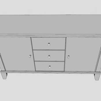 当代白色餐具柜SU模型下载_sketchup草图大师SKP模型