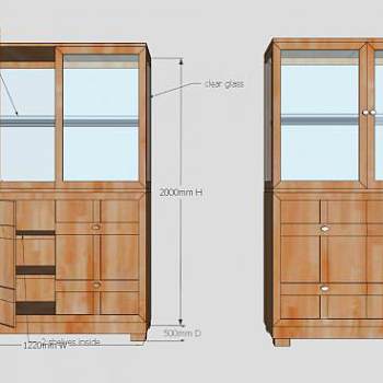 开放和关闭餐具柜SU模型下载_sketchup草图大师SKP模型