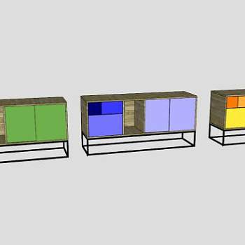 真正的彩色餐具柜SU模型下载_sketchup草图大师SKP模型