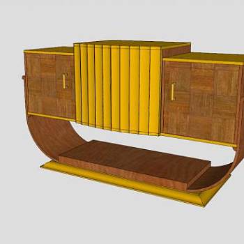 法国装饰艺术实木餐具柜SU模型下载_sketchup草图大师SKP模型