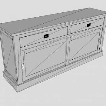 高档松木餐具柜SU模型下载_sketchup草图大师SKP模型